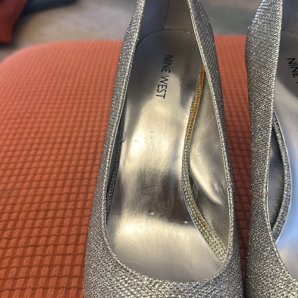 Nine West Silver Open Toe Platform Heels - Picture 9 of 13